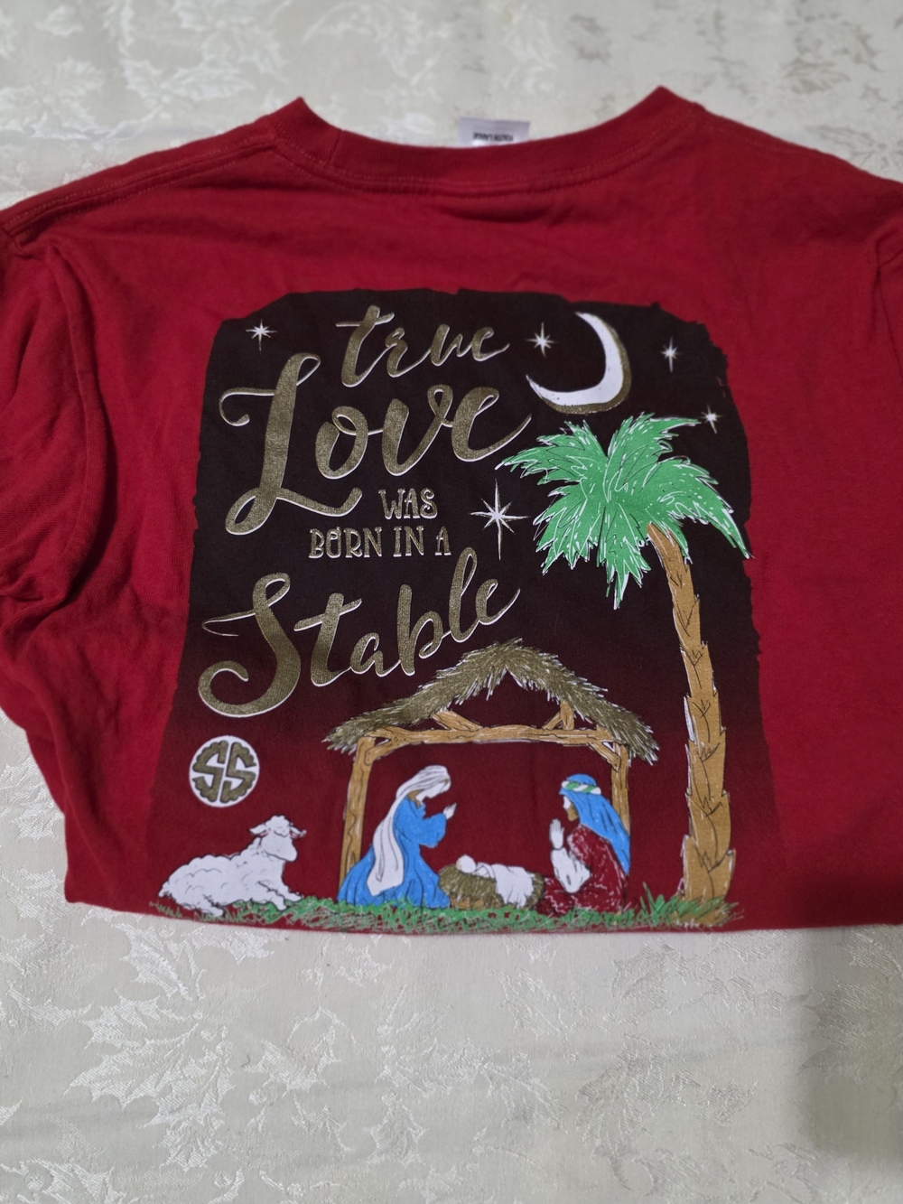 Simply Southern Red Kids Tee with Nativity Graphic